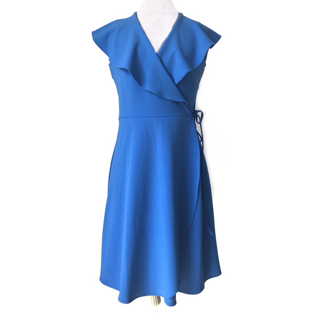 NWT SPENSE Wrap Dress with Tie in SILING BLUE
